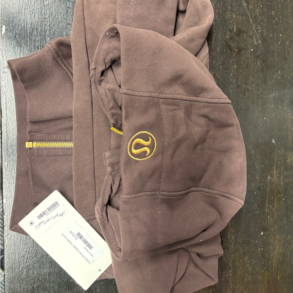 Lululemon Brown Hoodie with Gold Logo
